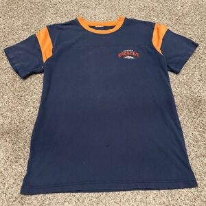 Vintage NFL Denver Broncos Shirt Mens Medium Blue Orange Preowned Small Holes